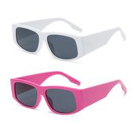 JQQJZLC 2pcs Fashion Uv Resistant Sunglasses Large Frame Wide Leg Sun Glasses