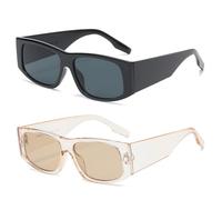 JQQJZLC 2pcs Fashion Uv Resistant Sunglasses Large Frame Wide Leg Sun Glasses