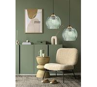 JQQJZLC 3-Light Pendant Lights, Modern Glass Pendant Light Fixtures Green Pumpkin Design Mid Century Chandelier for Dining Room Kitchen Island Living Room (1 Light 9.8inch) Made in China Produced in