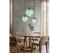 JQQJZLC 3-Light Pendant Lights, Modern Glass Pendant Light Fixtures Green Pumpkin Design Mid Century Chandelier for Dining Room Kitchen Island Living Room (1 Light 9.8inch) Made in China Produced in