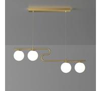 JQQJZLC 4-Light Globe Glass Gold Linear Pendant Adjustable Height Bar Chandelier Ceiling Hanging Lamp Kitchen Island Lighting Fixtures for Over Table Living Room(Gold,5 Heads)