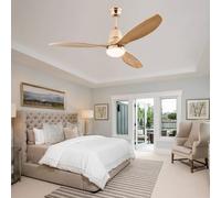 JQQJZLC 42'' Ceiling Fans with Lights and Remote Wood, Silent Ceiling Fans 6 speeds 3 Colours Reversible, Chandelier Fan Light with Timer, Fan Light Ceiling for Living Room Bedroom Dining