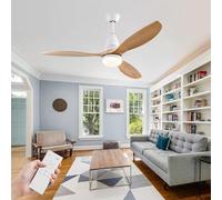 JQQJZLC 42'' Ceiling Fans with Lights and Remote Wood, Silent Ceiling Fans 6 speeds 3 Colours Reversible, Chandelier Fan Light with Timer, Fan Light Ceiling for Living Room Bedroom Dining