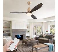 JQQJZLC 42'' Ceiling Fans with Lights and Remote Wood, Silent Ceiling Fans 6 speeds 3 Colours Reversible, Chandelier Fan Light with Timer, Fan Light Ceiling for Living Room Bedroom Dining