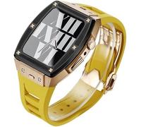JQQJZLC 44mm 45mm Titanium Alloy Watch Case Rubber Band,For Ultra 8 7 6 5 4 SE Series Replacement,Sport Straps Watch Case Metal Crown Bezel Mod Kit Accessories