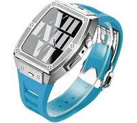 JQQJZLC 44mm 45mm Titanium Alloy Watch Case Rubber Band,For Ultra 8 7 6 5 4 SE Series Replacement,Sport Straps Watch Case Metal Crown Bezel Mod Kit Accessories