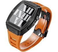 JQQJZLC 44mm 45mm Titanium Alloy Watch Case Rubber Band,For Ultra 8 7 6 5 4 SE Series Replacement,Sport Straps Watch Case Metal Crown Bezel Mod Kit Accessories