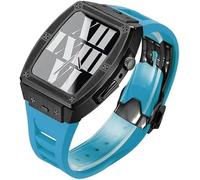JQQJZLC 44mm 45mm Titanium Alloy Watch Case Rubber Band,For Ultra 8 7 6 5 4 SE Series Replacement,Sport Straps Watch Case Metal Crown Bezel Mod Kit Accessories