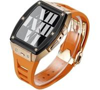 JQQJZLC 44mm 45mm Titanium Alloy Watch Case Rubber Band,For Ultra 8 7 6 5 4 SE Series Replacement,Sport Straps Watch Case Metal Crown Bezel Mod Kit Accessories