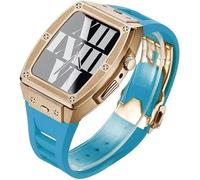 JQQJZLC 44mm 45mm Titanium Alloy Watch Case Rubber Band，For Ultra 8 7 6 5 4 SE Series Replacement，Sport Straps Watch Case Metal Crown Bezel Mod Kit Accessories