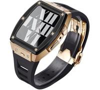 JQQJZLC 44mm 45mm Titanium Alloy Watch Case Rubber Band,For Ultra 8 7 6 5 4 SE Series Replacement,Sport Straps Watch Case Metal Crown Bezel Mod Kit Accessories