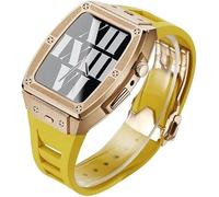 JQQJZLC 44mm 45mm Titanium Alloy Watch Case Rubber Band,For Ultra 8 7 6 5 4 SE Series Replacement,Sport Straps Watch Case Metal Crown Bezel Mod Kit Accessories