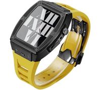 JQQJZLC 44mm 45mm Titanium Alloy Watch Case Rubber Band,For Ultra 8 7 6 5 4 SE Series Replacement,Sport Straps Watch Case Metal Crown Bezel Mod Kit Accessories