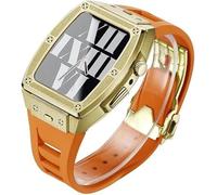 JQQJZLC 44mm 45mm Titanium Alloy Watch Case Rubber Band,For Ultra 8 7 6 5 4 SE Series Replacement,Sport Straps Watch Case Metal Crown Bezel Mod Kit Accessories