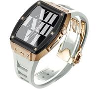 JQQJZLC 44mm 45mm Titanium Alloy Watch Case Rubber Band,For Ultra 8 7 6 5 4 SE Series Replacement,Sport Straps Watch Case Metal Crown Bezel Mod Kit Accessories
