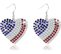 JQQJZLC 4th of July Patriotic Earrings for Women - American Flag Red White & Blue Jewelry with Pearl, Heart & Dangle Accents, Memorial Day, Pride & Western Cowgirl Patriotic Accessories for Daily &