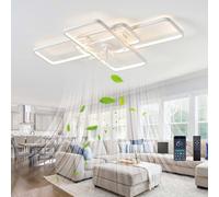 JQQJZLC 80w Large Ceiling Fans with Lamps Modern dimmable led Ceiling Fans with Lights and Remote/app Control Reversible 6 Speed Timer Silent Chandeliers with Fan for Living Room Bedroom-White||72cm