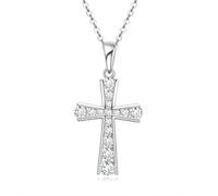 JQQJZLC 925 Sterling Silver Cross Pendant Necklace for Women Jewelry Pave Zircon White Clavicle Necklaces Gift