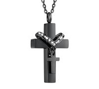 JQQJZLC 925 Sterling Silver Cross Urn Necklace For Women And Men, Double Cross Cremation Urn Necklaces That Hold Ashes Of Loved Ones, Cross Necklace For Ashes, Urn Necklaces For Ashes For Men