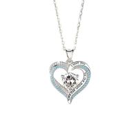 JQQJZLC 925 sterling silver Necklace for women Engagement Jewelry Crystal Blue Heart Pendant