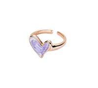JQQJZLC Accessories Colorful Drop Glaze Sweet Romantic Valentine's Day Gift Silver Color Resizable Opening Ring For Women n Jewelry