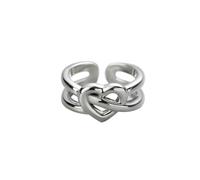 JQQJZLC Accessories Creative Heart Romantic Gift Silver Color Female Resizable Opening Rings