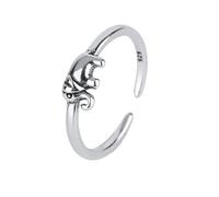 JQQJZLC Accessories Cute Elephant Auspicious Silver Color Female Resizable Opening Rings