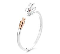 JQQJZLC Accessories Cute Sweet Rabbit Eating Radish Fresh Silver Color Female Resizable Opening Ring For Women n Jewelry Party Birthday Gift