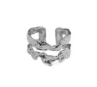 JQQJZLC Accessories Double Hip Hop Retro Hollow Silver Color Female Resizable Opening Rings