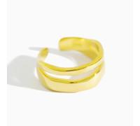JQQJZLC Accessories Fresh Double Layer Sweet Wave n Silver Color Female Resizable Opening Ring For Women n Jewelry Party Birthday Gift