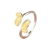 JQQJZLC Accessories Fresh Lovely Leaves Sprout Luck Sweet Student Gift Silver Color Female Resizable Opening Ring For Women n Jewelry Gift