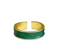 JQQJZLC Accessories Green Enamel Drip Glaze Shiny Cool Silver Color Female Resizable Opening Rings