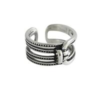 JQQJZLC Accessories Multi-Layer Retro Thai Silver Line Bow Silver Color Female Resizable Opening Ring For Women n Jewelry Birthday Gift