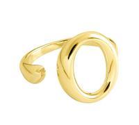 JQQJZLC Accessories Oval Letter O Hollow Silver Color Female Resizable Opening Ring For Women Luxury Jewelry