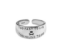 JQQJZLC Accessories Retro Alphabet Skull Personality Creativity Silver Color Female Resizable Opening Ring For Women Luxury Jewelry