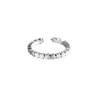 JQQJZLC Accessories Retro Creative Stars Cute Thai Silver Sweet Silver Color Female Resizable Opening Ring For Women n Jewelry Party Gift