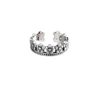 JQQJZLC Accessories Retro Flower Crown Silver Color Korea Literary Personality n Female Resizable Opening Rings
