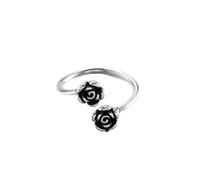 JQQJZLC Accessories Retro Flower Simple Silver Color Literary Personality n Female Resizable Opening Rings