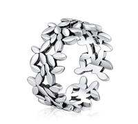 JQQJZLC Accessories Retro Leaves Olive Branch Thai Silver Literary Creativity Silver Color Female Resizable Opening Ring For Women n Jewelry