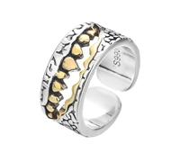 JQQJZLC Accessories Retro Ravine Irregular Geometric Personality Silver Color Female Resizable Opening Rings