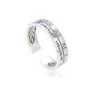 JQQJZLC Accessories Retro Roman Digital Thai Silver Literary Original Sweet Silver Color Female Resizable Opening Ring For Women n Jewelry