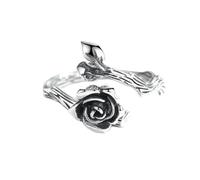 JQQJZLC Accessories Retro Roses Sweetness Cute Silver Color Resizable Opening Ring For Women Luxury Jewelry