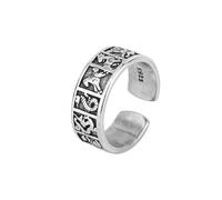 JQQJZLC Accessories Retro Thai Silver Chinese Twelve Zodiac Animal Silver Color Female Resizable Opening Rings