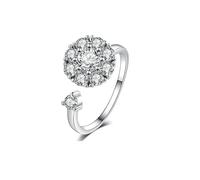 JQQJZLC Accessories Rotatable Crystal Engagement Claws Design Rings For Women White Zircon Cubic Rings Female Wedding Jewelry