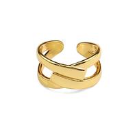 JQQJZLC Accessories Shiny Cool Cross Geometry Double Layer Silver Color Female Resizable Opening Ring For Women n Jewelry Party Birthday Gift