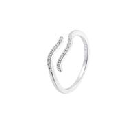 JQQJZLC Accessories Shiny Zircon INS Wave New Silver Color Resizable Opening Ring For Women Luxury Jewelry Gift