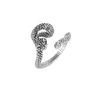JQQJZLC Accessories Silver Color Retro Rattlesnake Thai Silver n Female Resizable Opening Rings