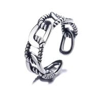 JQQJZLC Accessories Woven Chain Simple Silver Color Female Resizable Opening Rings