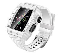 JQQJZLC Aluminum Alloy Watch Case Silicone Strap Bracelet，For 9 8 7 6 5 4 SE 44mm 45mm Band Replace Sports Belt Accessories Modification Kit