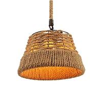 JQQJZLC American Country Retro Flower Basket Rattan Chandelier, Adjustable Hemp Rope Pendant Lamp, LED Pendant Light Iron Art Ceiling Light, Bar Cafe Hanging Lamp For Bedroom Living Room Kitchen